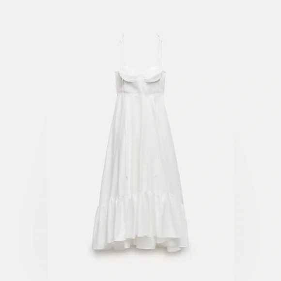 ZARA RUFFLED POPLIN DRESS - Picture 7 of 14